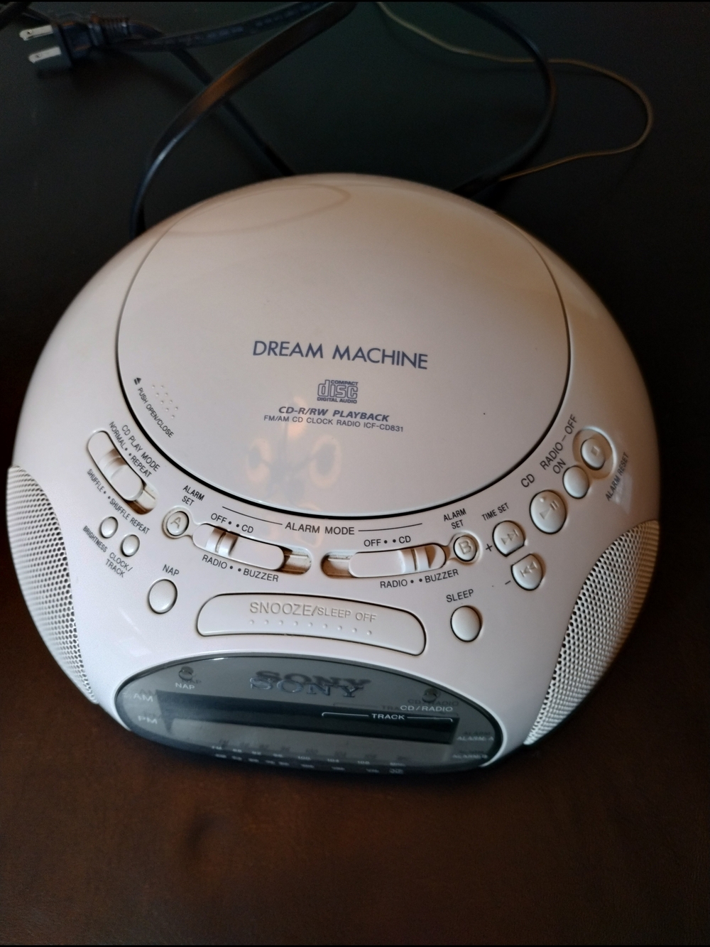 Sony Dream Machine Portable CD Clock Radio - White